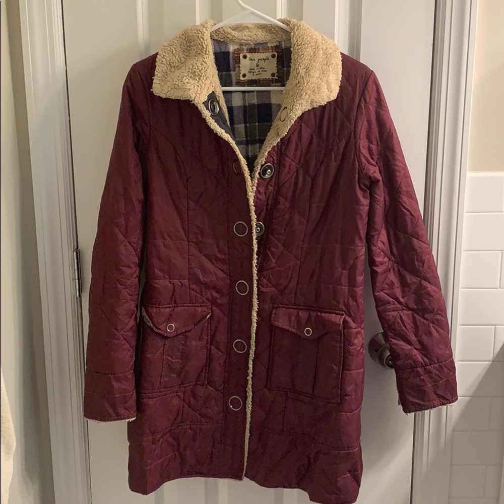 Maroon Free People long coat